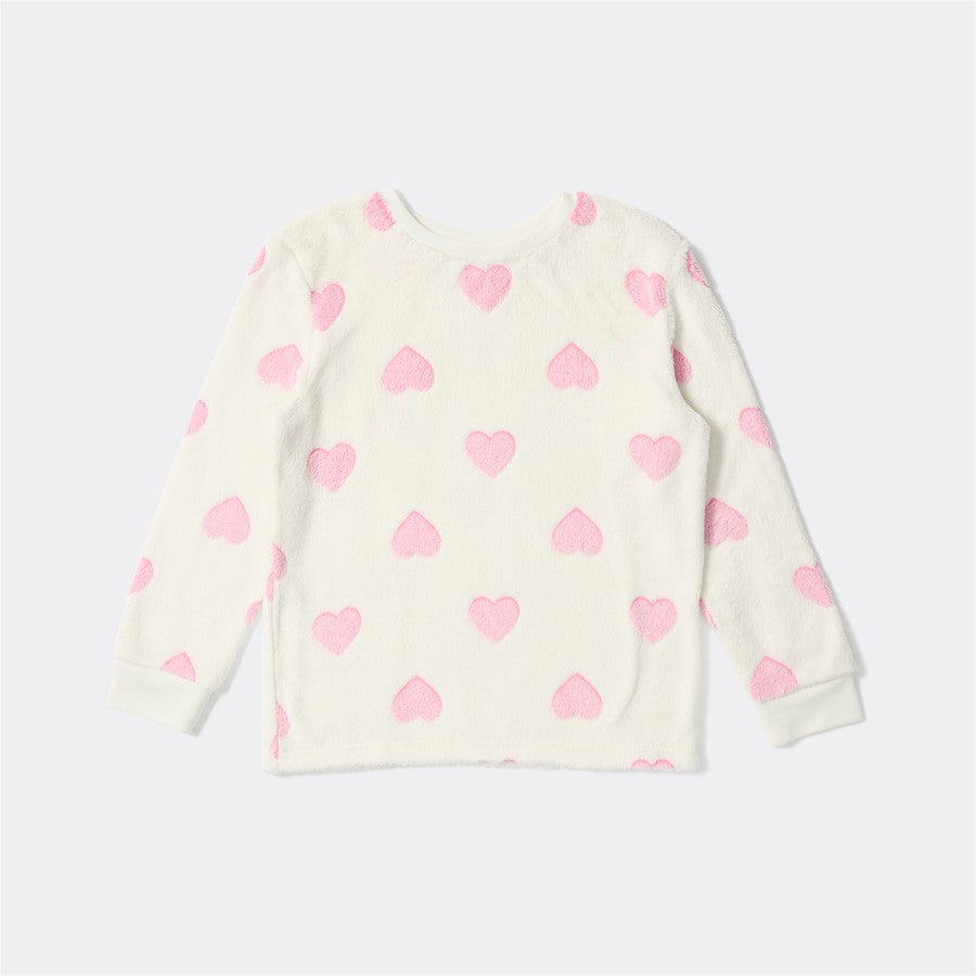 Minoti white heart shape long-sleeved fleece - 36330