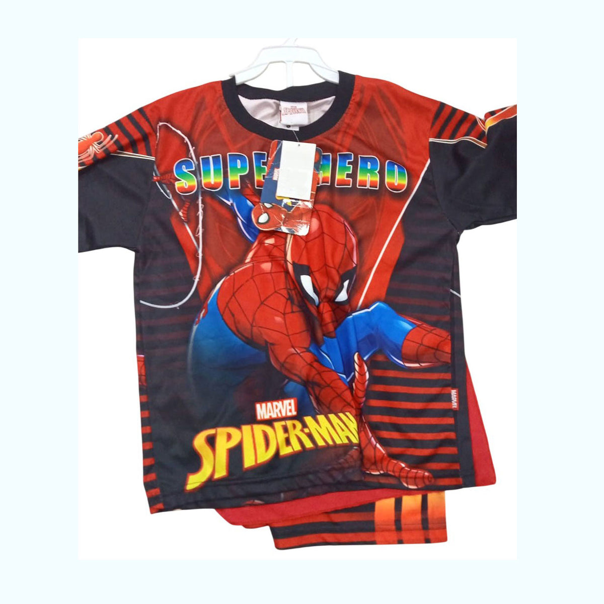 Toddler kid spiderman top & short set red