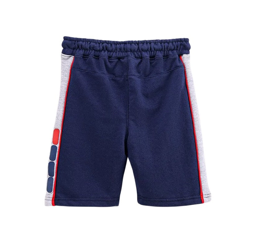 Navy Blue Grey Fleece Panel Short - 35903