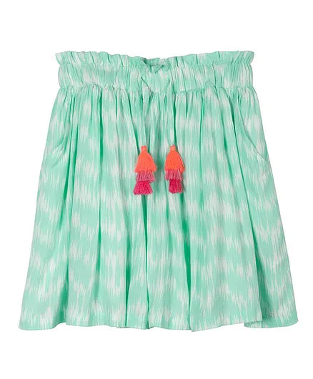 Minoti mint green tie dye skirt w/tassles - 35917