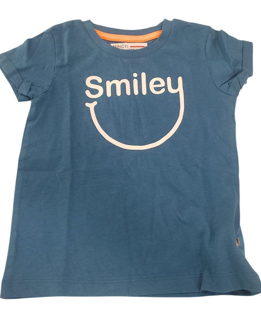 Minoti blue smiley roll sleeve t-shirt - 36001