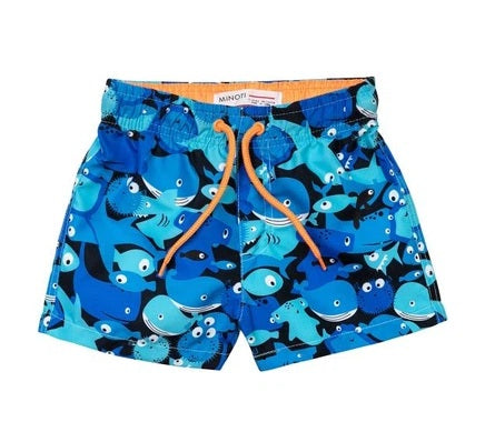 Minoti blue ocean fish board shorts - 36434