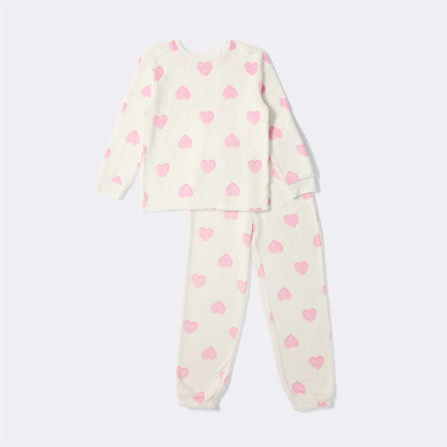 Minoti white heart shape long-sleeved fleece - 36330