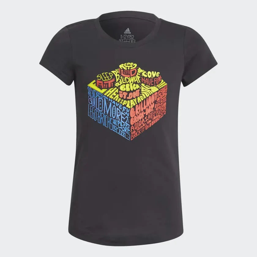 Adidas X Lego Kids Girl Graphic Tee Lego Black Shirt