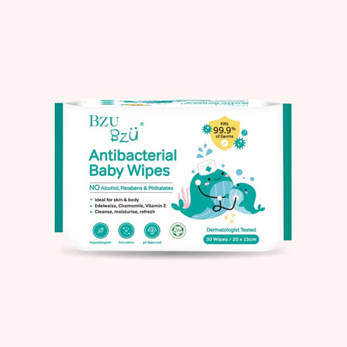 Bzu Bzu Antibacterial Baby Wipes (30 Wipes)