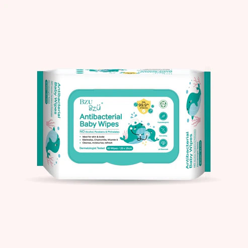 Bzu Bzu Antibacterial Baby Wipes (80 Wipes)