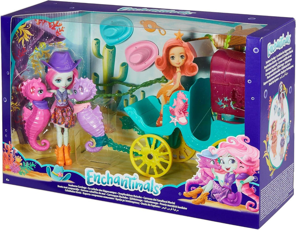Enchantimals Sandella Seahorse, Friends And Western-Styled Coach Doll & Playset