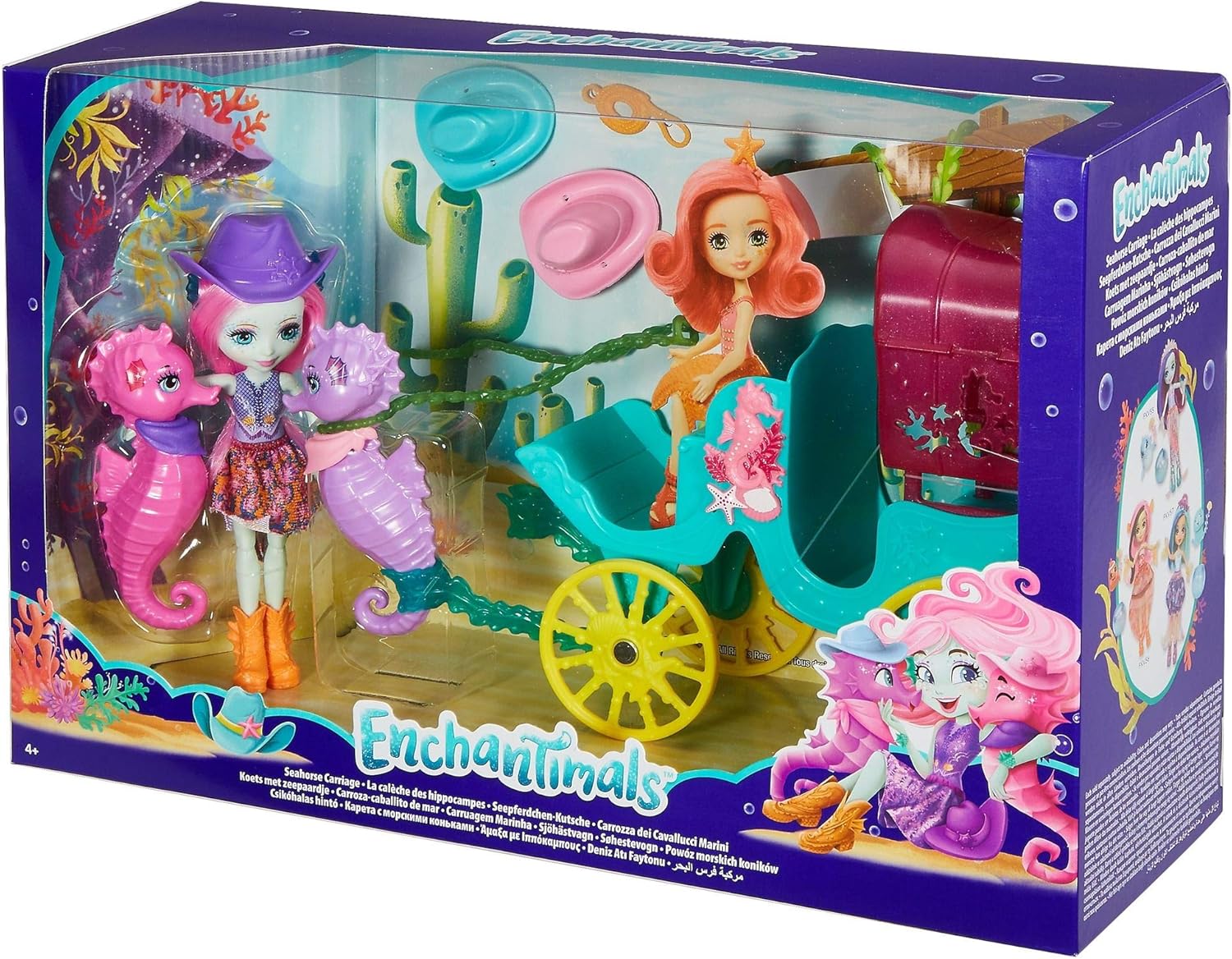 Enchantimals Sandella Seahorse, Friends And Western-Styled Coach Doll & Playset