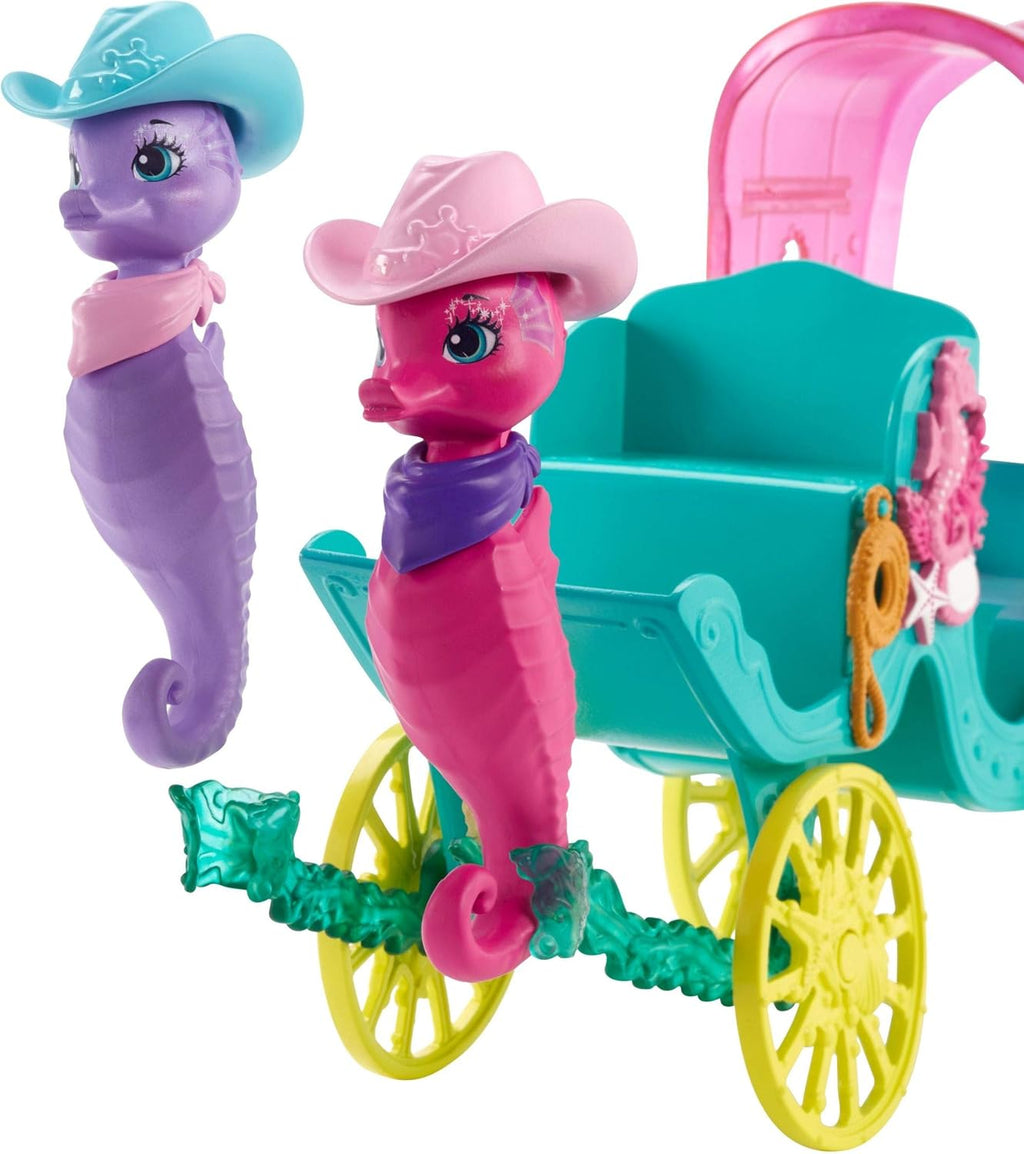 Enchantimals Sandella Seahorse, Friends And Western-Styled Coach Doll & Playset