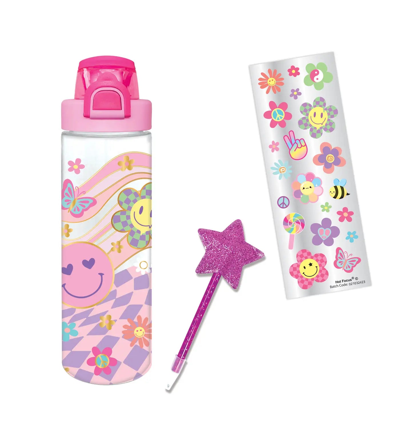 Hot Focus Pop-Open Water Bottle Writing