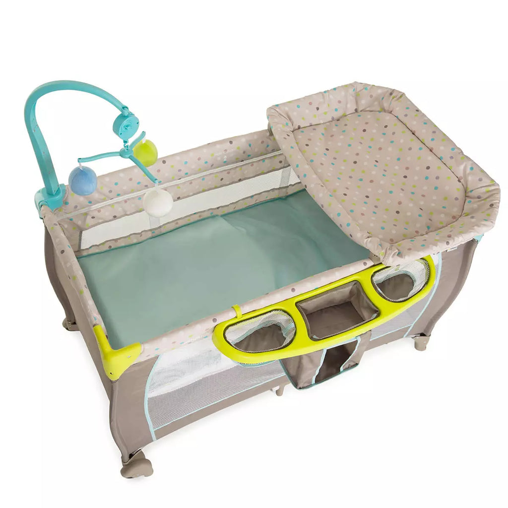 Hauck Babycenter Travel Cot In Multi Dots Sand