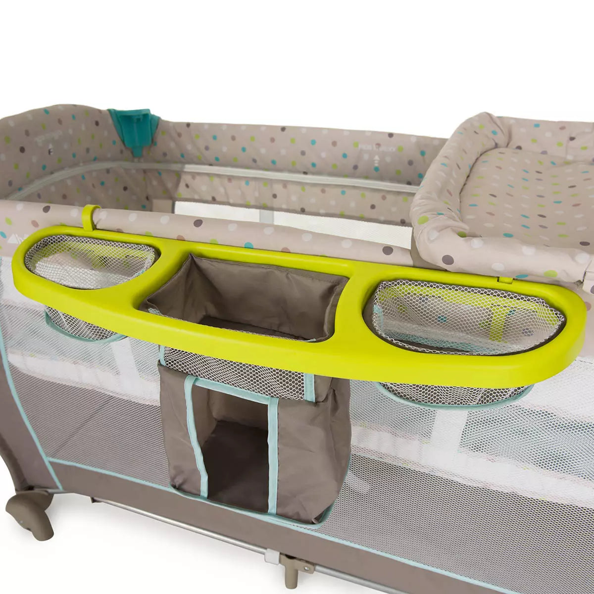 Hauck Babycenter Travel Cot In Multi Dots Sand