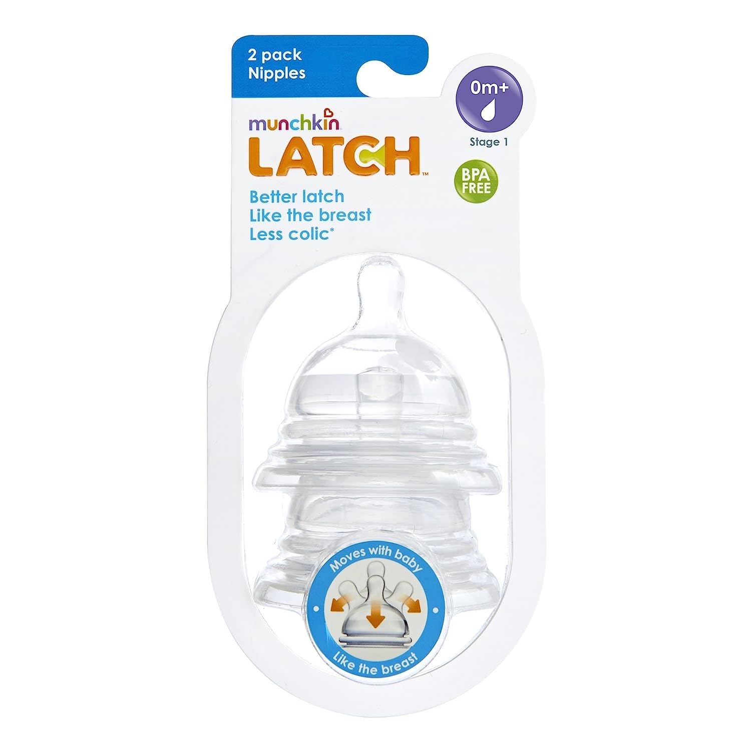 Munchkin 2 Pack Latch Stage 1 Nipple Wide