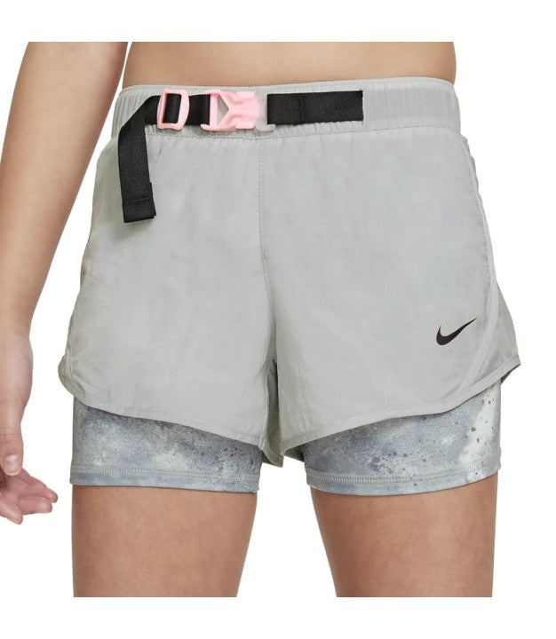 Nike Dri-Fit Tempo 2-In-1 Girls Running Shorts Grey