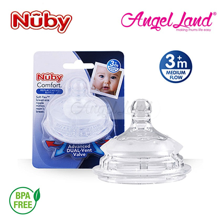 Nuby 1 Pack Comfort Bottle Replacement Nipple Slow Flow
