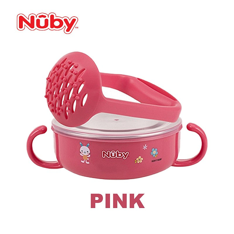 Nuby Stainless Steel Bowl With Handle,Lid & Masher