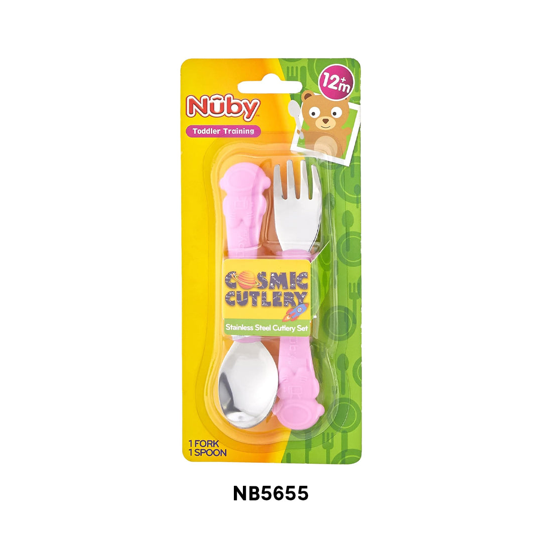 Nuby Supergrip Stainless Steel Cutlery-Blue