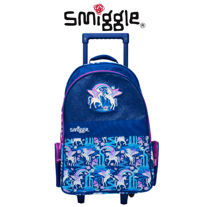 Smiggle Away Bag Backpack Trolley With Light Up Wheels Navy