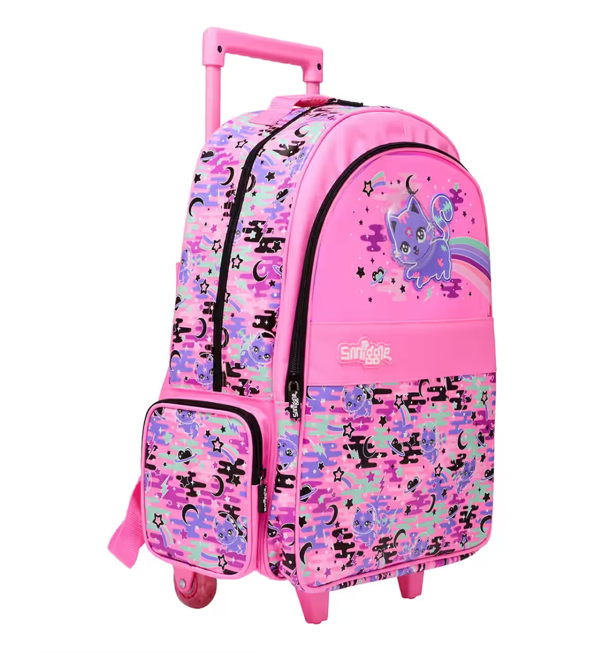 Smiggle Away Bag Backpack Trolley With Light Up Wheels Pink