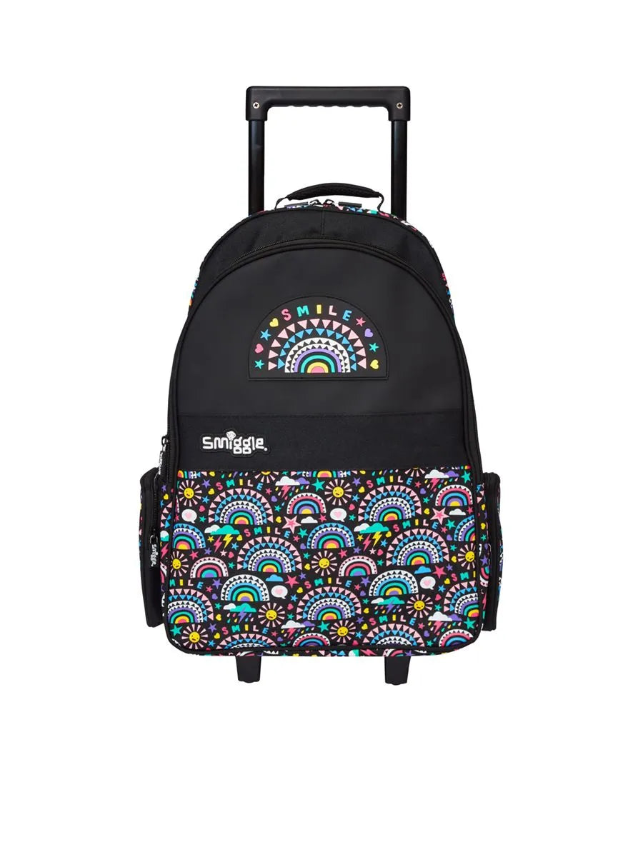 Smiggle Better Together Bag Backpack Trolley With Light Up Wheels Black Mix