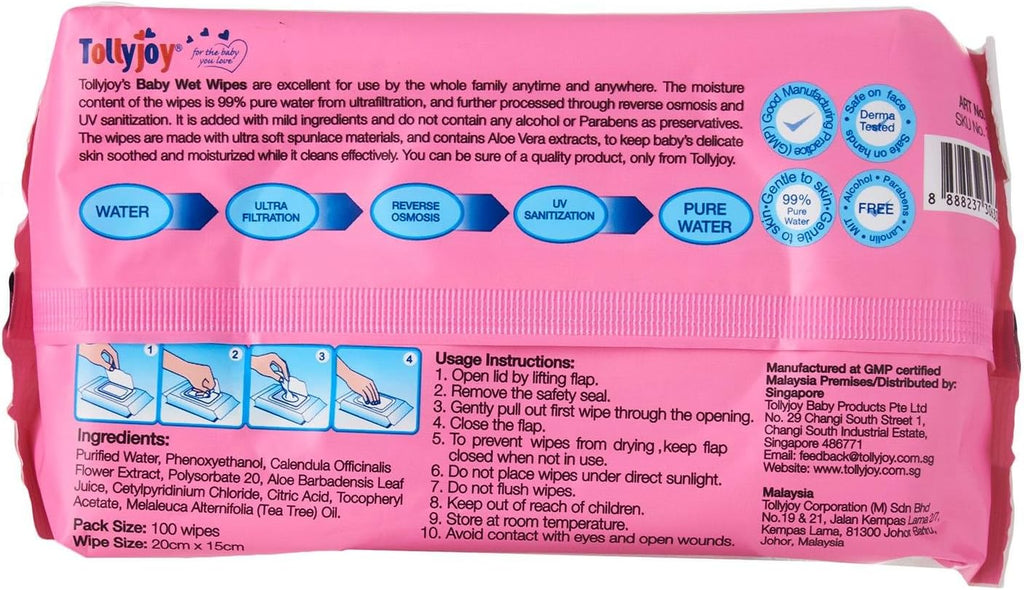 Tollyjoy Unscented Baby Wipes 100S X 2 S/O