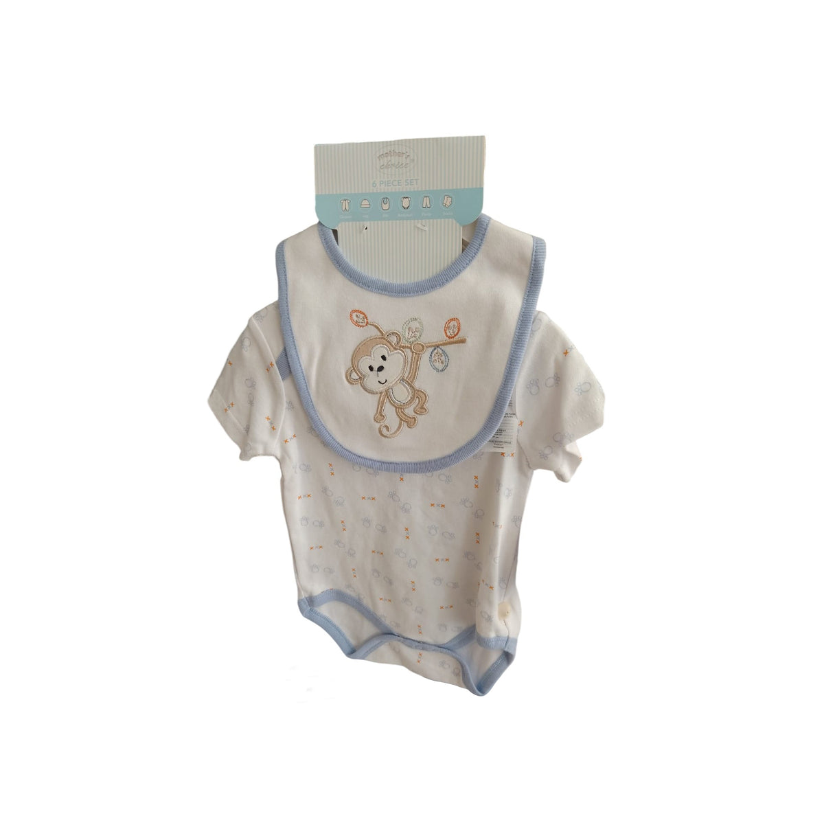Mother's Choice 6Pcs Grwr, Bodysuit, Pt, Bib, Hat & Bt